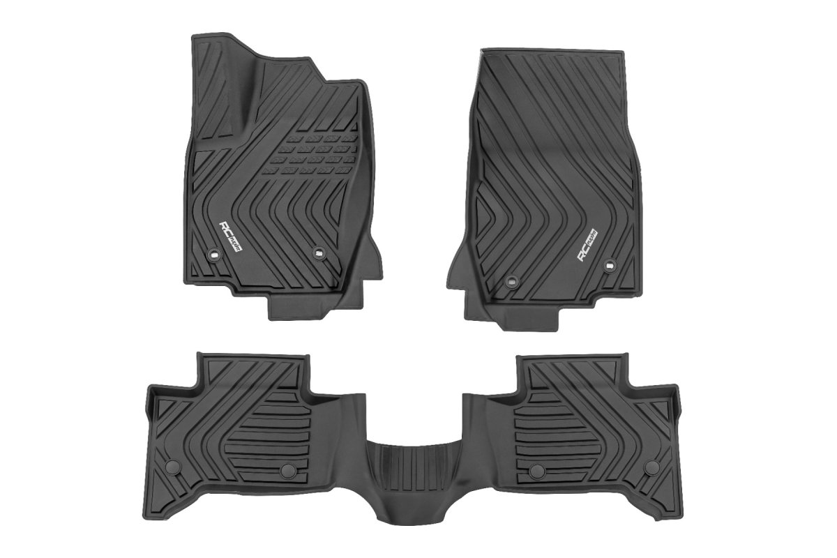 Toyota Land Cruiser Floor Mats - Front + Rear - Rough Country - Flex-Fit - '24-'25